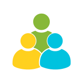 three people in different colors