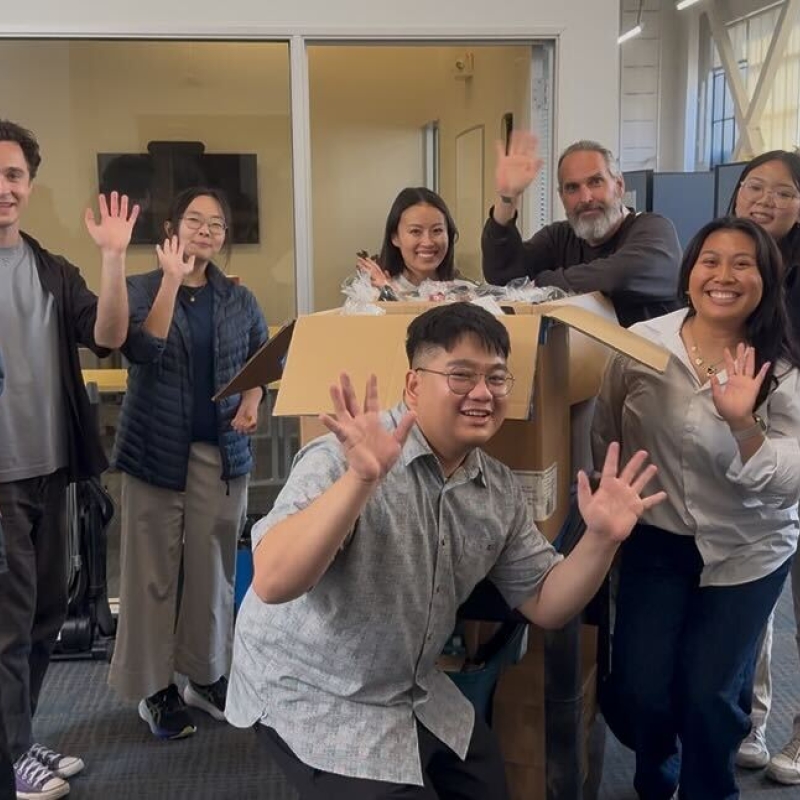 NHC SF members pose for the camera after hygiene kit building for SOS.